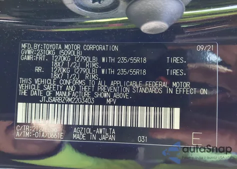 2021 Lexus Nx 300 F Sport z USA, uszkodzony, nr VIN JTJSARBZ9M2203403